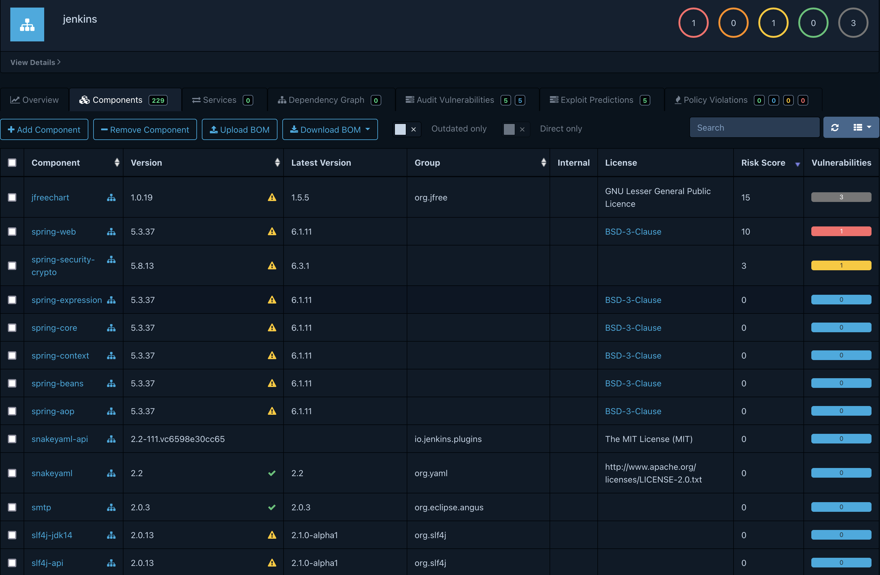 Jenkins Package Versioning/License/Risk