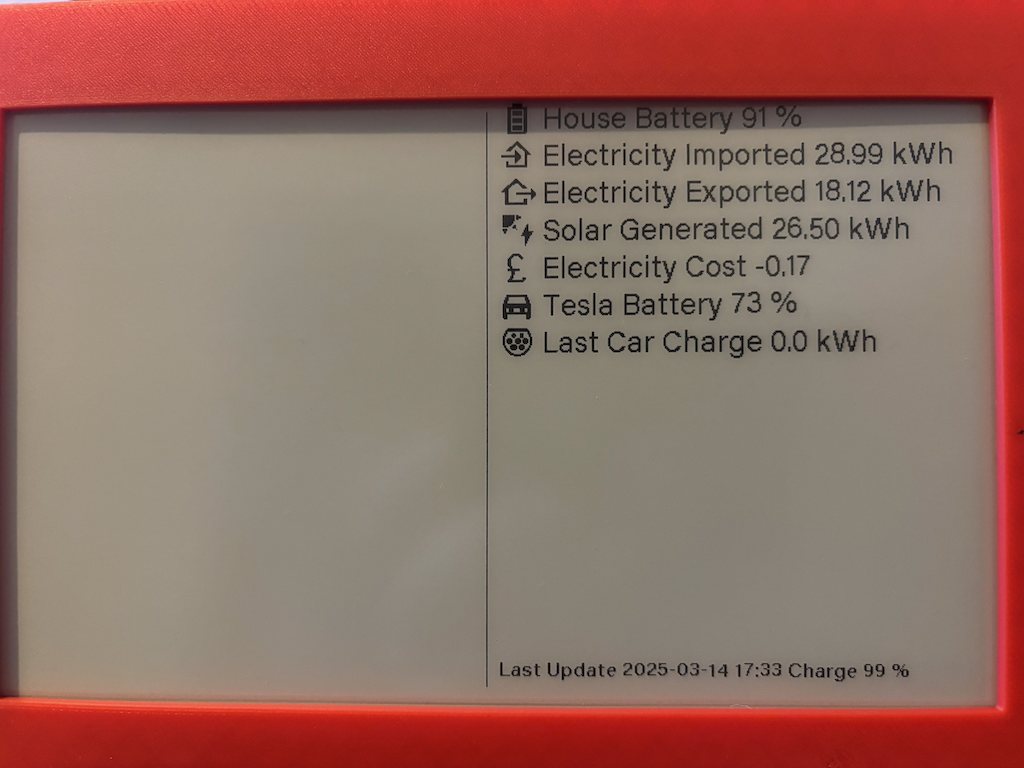Screen Shot Showing Data with icons